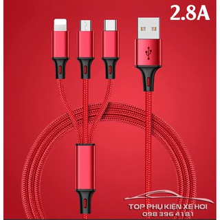 Cáp Dù Sạc Nhanh Bagi 3 Đầu CB-AS12 (3 In 1)