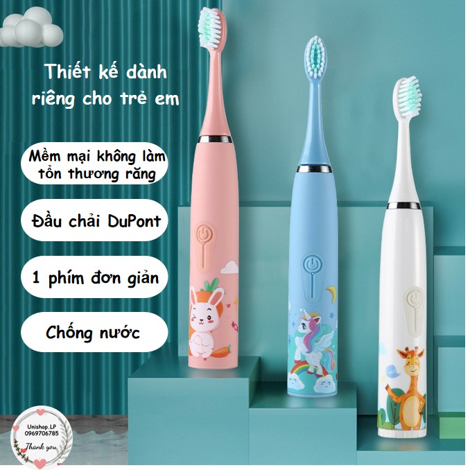 [SALE CỰC SỐC] Bàn chải điện tự động đánh răng điện 4 chế độ cho trẻ em (Hàng mới update)