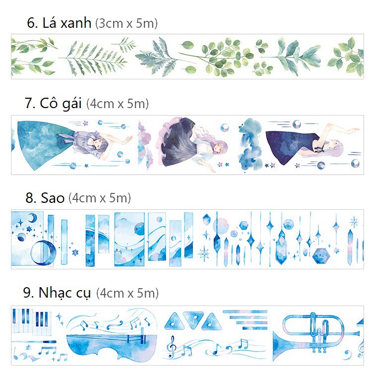 Băng dính washi tape âm nhạc trang trí planner WST128
