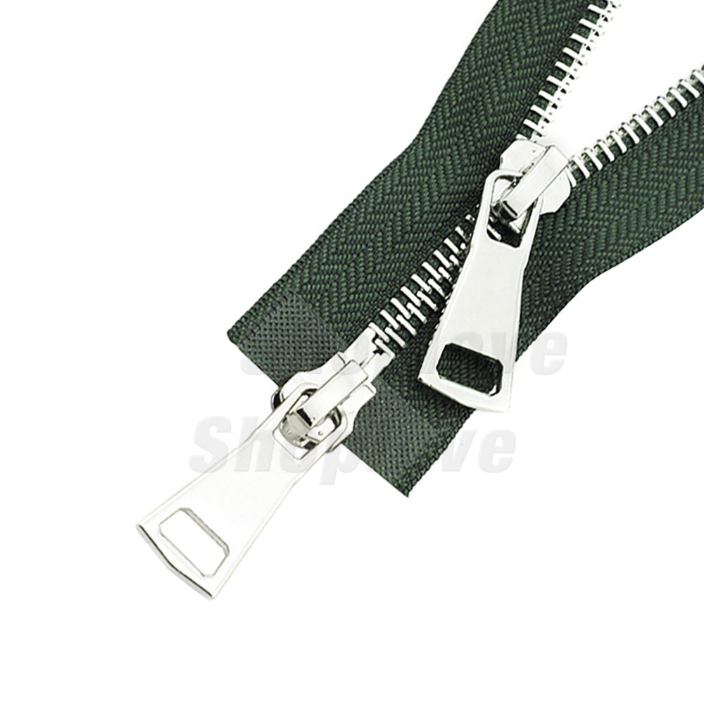 30 / 40 / 50 / 60 / 70 / 80cm 5# Dây Kéo Khóa Hai Đầu Bằng Kim Loại Màu Bạc Chất Lượng Cao DIY