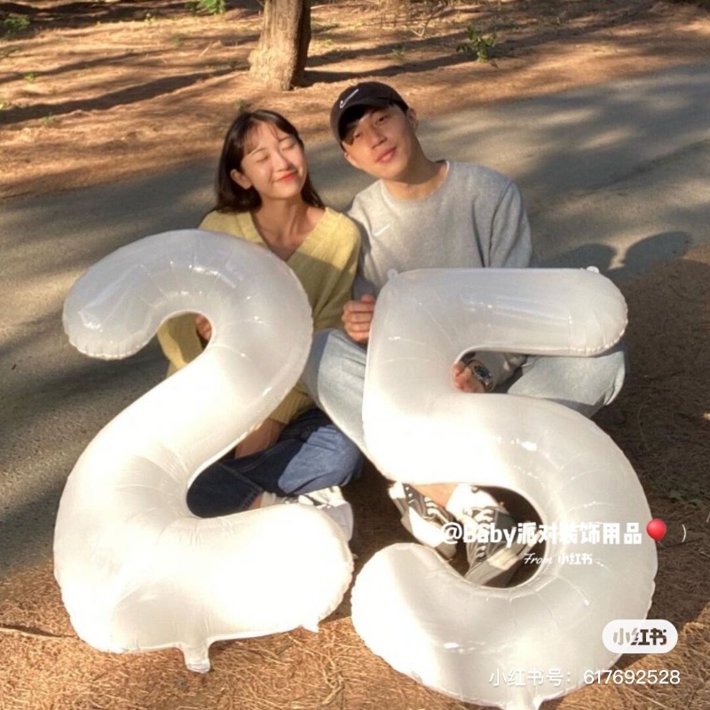 Bong Bóng Lá Nhôm 32 Inch Màu Trắng Dùng Trang Trí Tiệc Sinh Nhật/Đám Cưới