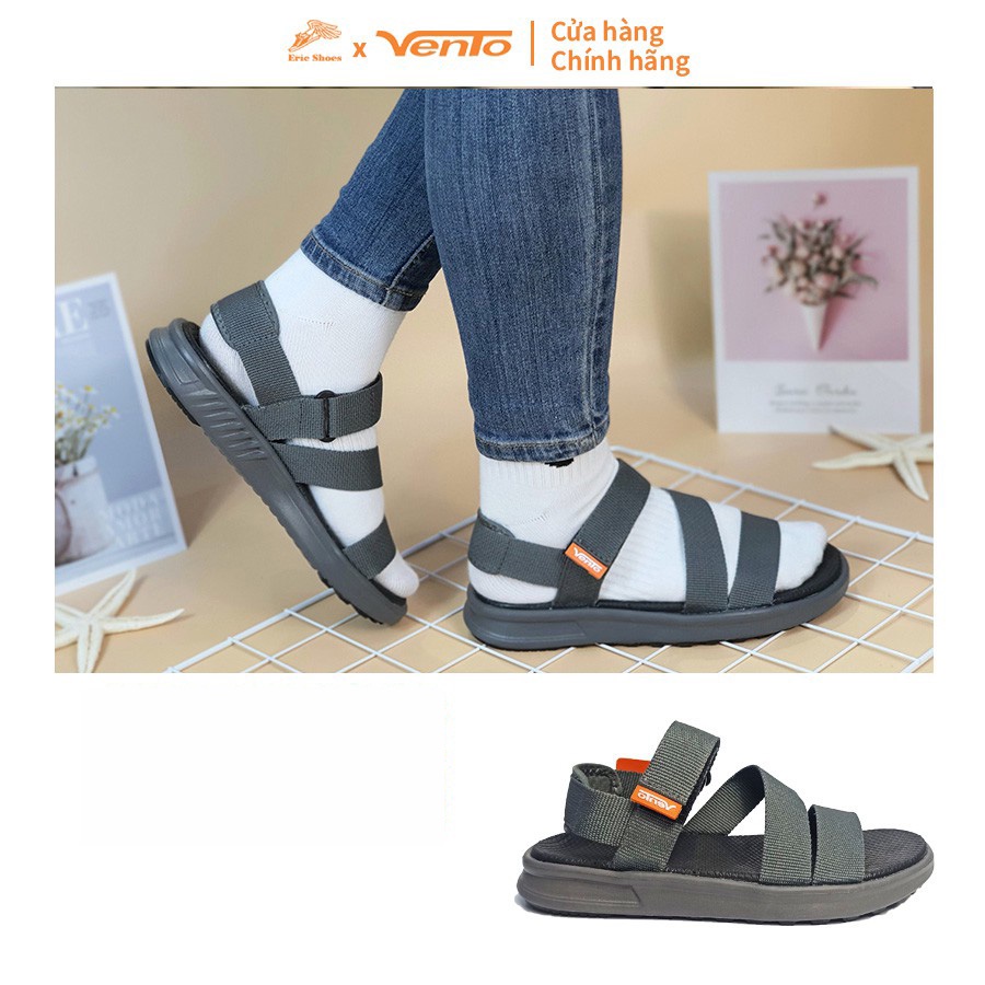 Sandal Vento chính hãng nam nữ SD-NB35 màu xám tro quai chéo, Dép quai hậu đế bằng đi học không gây mùi