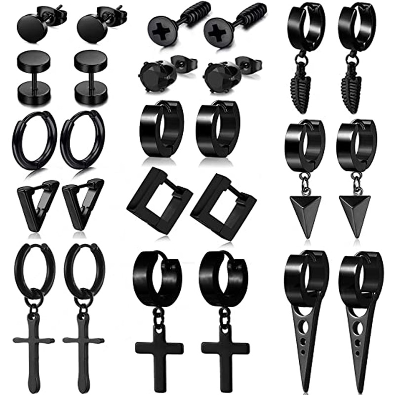 13 Đôi Bông Tai Nam Bông Tai Vòng Inox Bộ Bông Tai Nam Nữ Trang Sức Hiệu Huggie Tai xuyên Bộ
