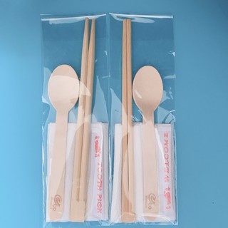 [FREE SHIP 50K] ECO WOODEN – Set 50 Thìa (Muỗng) gỗ + Đũa Gỗ + Khăn + Tăm dùng một lần | Thân Thiện Môi Trường