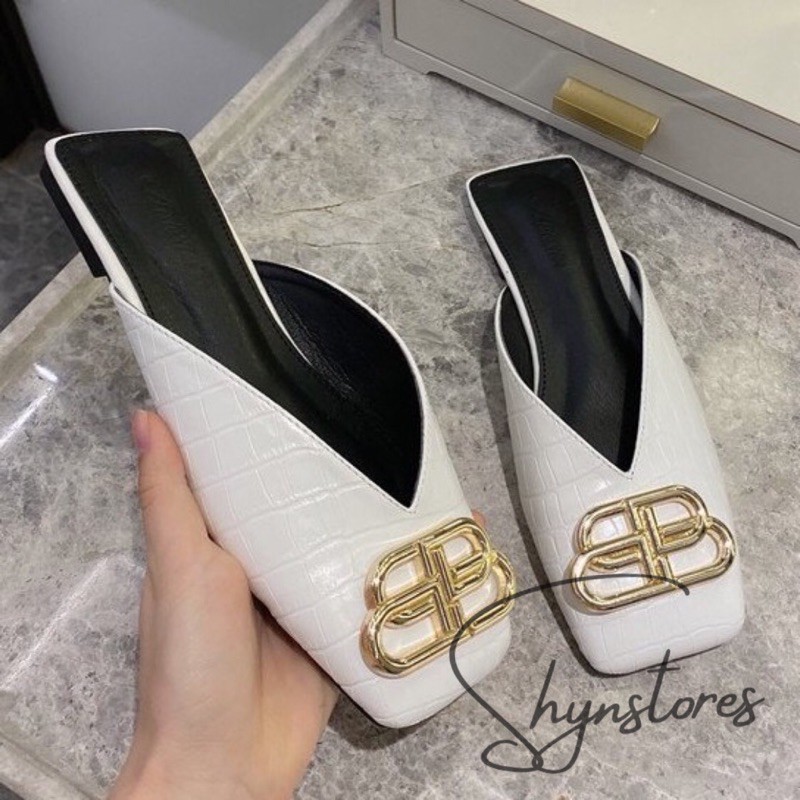 Giày sục nữ Shynstores - giày sục nữ bệt mũi vuông BB  da rắn đủ size freeship