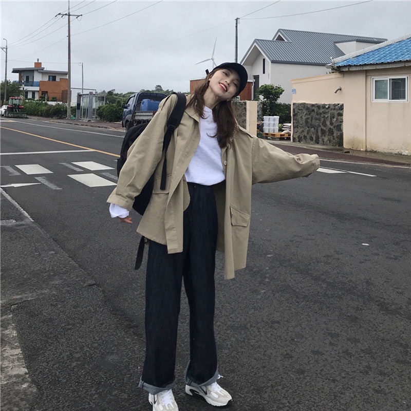 Áo khoác mỏng dáng rộng IELGY phong cách retro Hồng Kông thời trang cho nữ