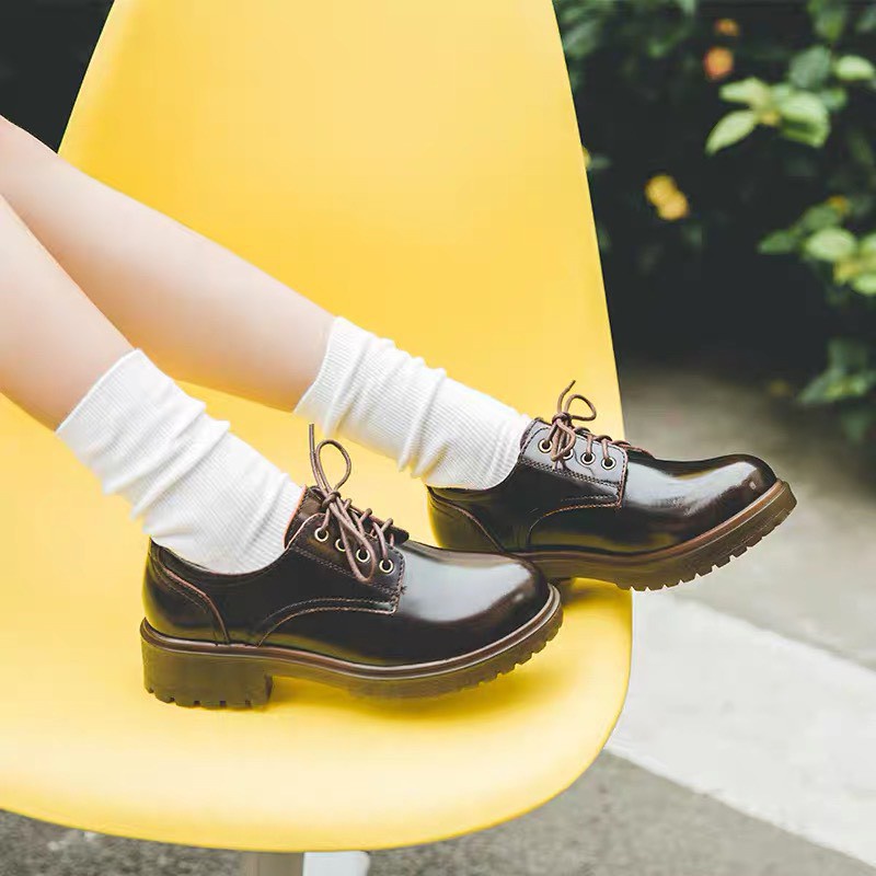 Original shoes đế 5cm  - Giày da bò nữ phong cách vintage, retro