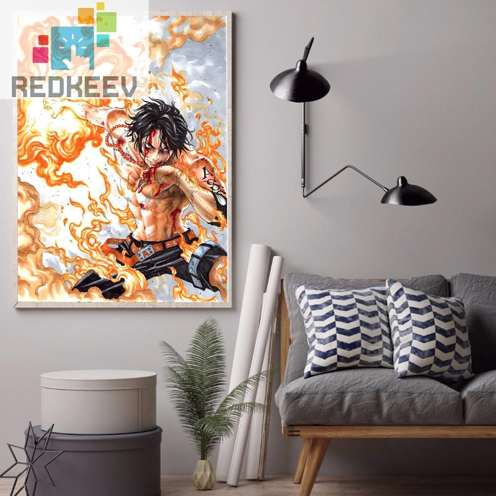 Bộ tranh đính đá tự làm hình Nhật Bản Ace One Piece