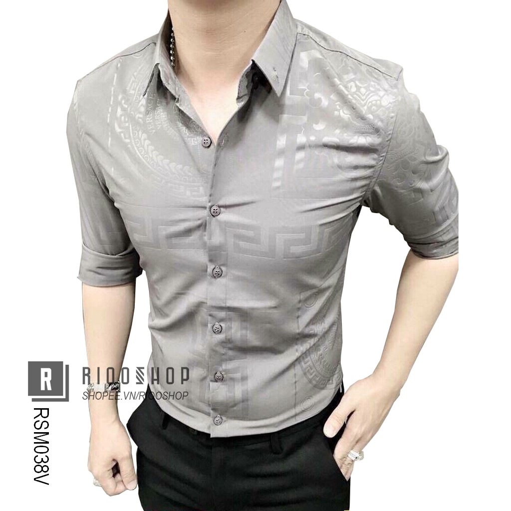 Áo sơ mi nam nữ tay dài cao cấp họa tiết dập ẩn cực đẹp RSM038V | BigBuy360 - bigbuy360.vn