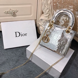 Túi dior bạc da rắn