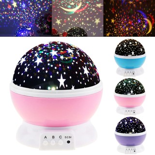 Đèn LED Trình Chiếu Ban Đêm Sao Mặt Trăng Bầu Trời Xoay Chạy Bằng Pin-168-OXUI3