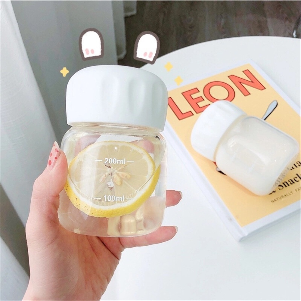 Bình Nước Mini 220ml Kèm Ống Hút Chống Rò Rỉ Họa Tiết Trái Tim Dễ Thương Cho Nữ
