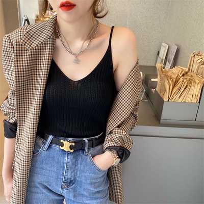 Áo Xiaozhainv dệt kim cổ chữ v phong cách Hàn Quốc 7 màu lựa chọn cho nữ