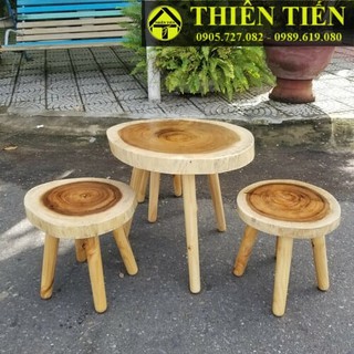 Ghế gỗ me tây tròn 4 chân