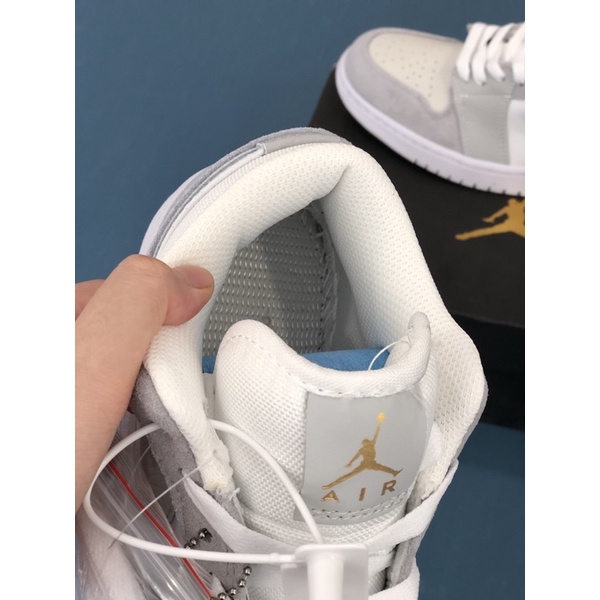 Giày JD paris màu trắng xám, giày JD1 low pari thấp mới full phụ kiện hàng cao cấp, full size 36-43 | BigBuy360 - bigbuy360.vn