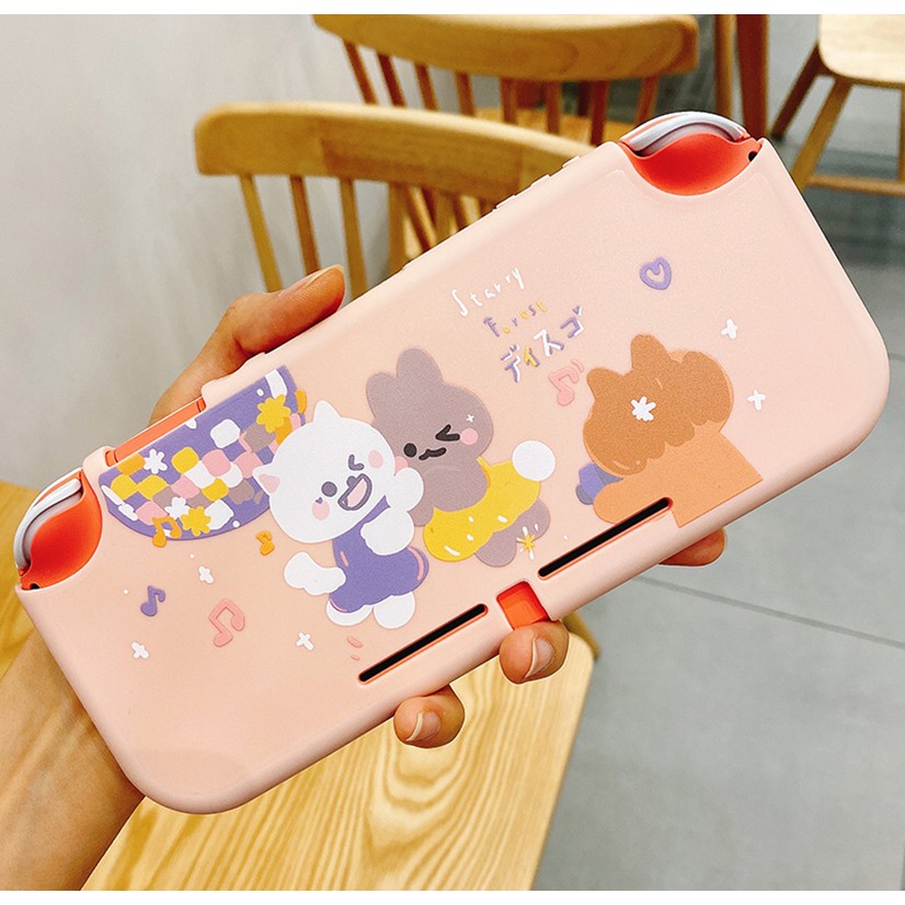 Vỏ Cứng Khung Mềm Màu Hồng In Hình Thỏ Disco Dễ Thương Bảo Vệ Cho Nintendo Switch Lite