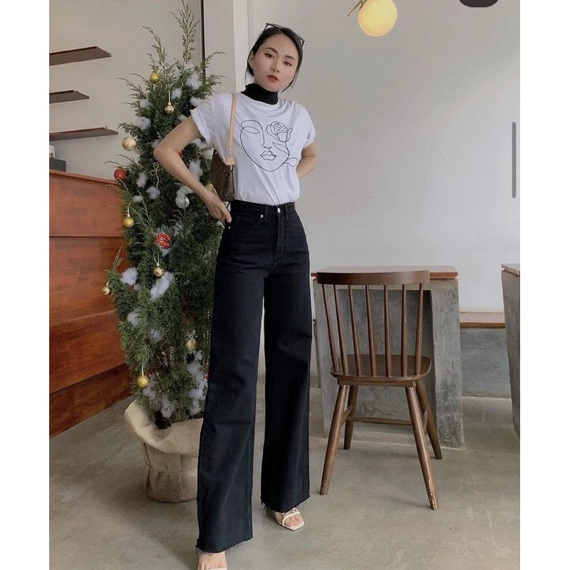 Quần suông Fancy Đen Rocky Denim