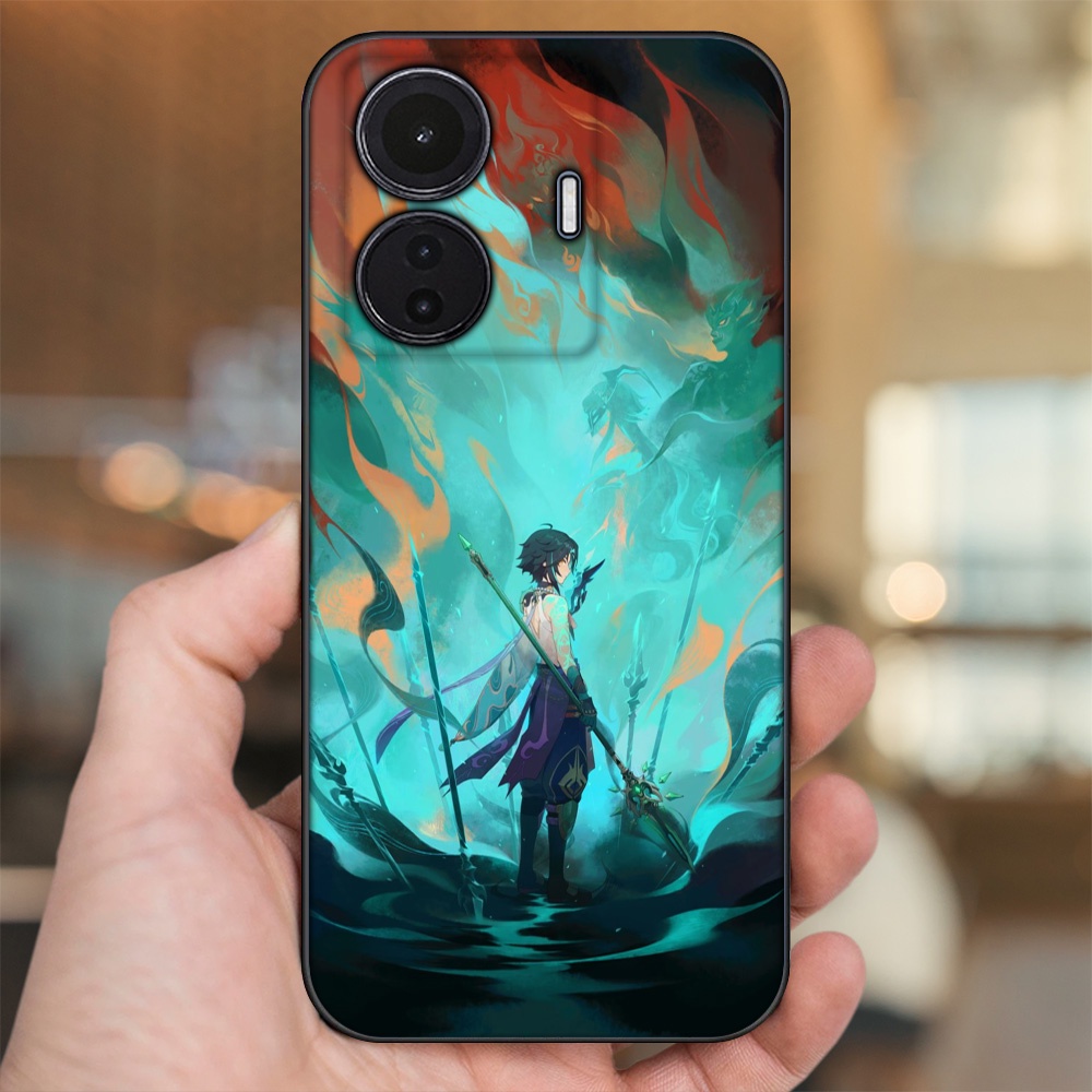 Ốp lưng Vivo T1 5G viền đen in hình Xiao Genshin Impact