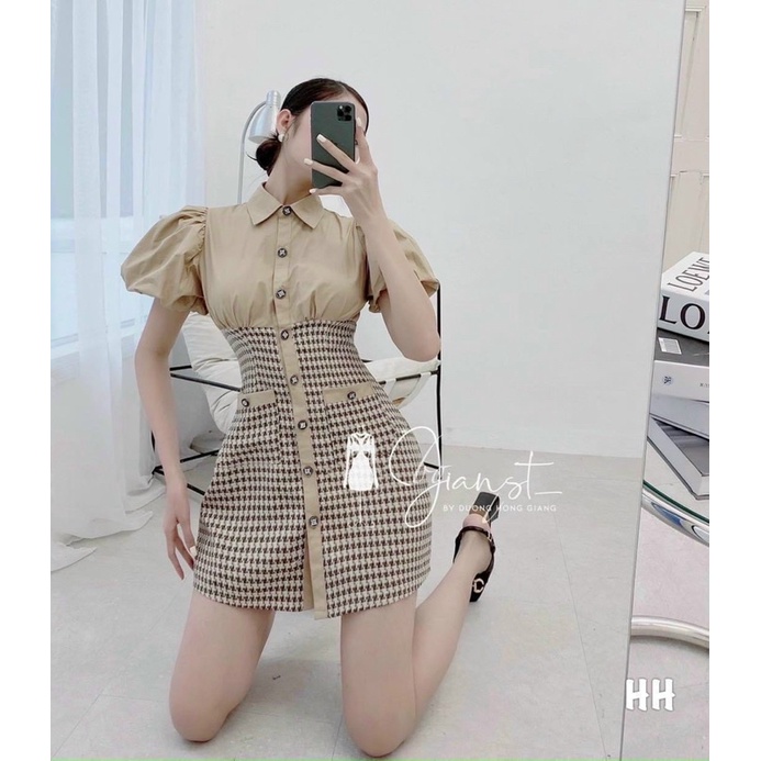 Đầm Sơ Mi ZicZac Phối Tay Bồng Bigsize 55kg Đến 100kg (M/L/XL/XXL)