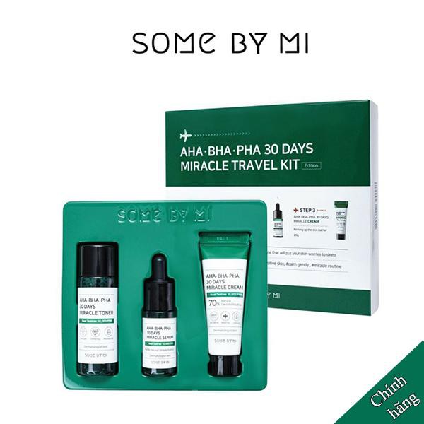 Set Mini 3 Món Giảm Mụn Some By Mi AHA- BHA-PHA 30 Days Miracle Travel Kit MTK3