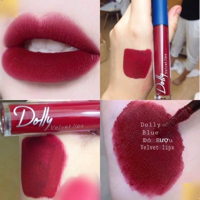 Xinh Lung Linh [Đỏ Rượu ] Son Cao Cấp Dolly Velvet Lips Blue Classic 2020 Màu Đỏ Rượu Quyến Rũ Say Đắm Chàng