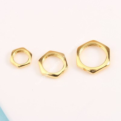 Charm bạc s925 bọc Lục giác Kiểu 2 - Mạ vàng CH008