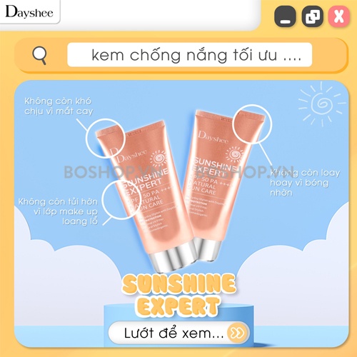 KEM CHỐNG NẮNG BẢO VỆ DA TỐI ƯU DAYSHEE SUNSHINE EXPERT SPF50 PA CHÍNH HÃNG - 9253