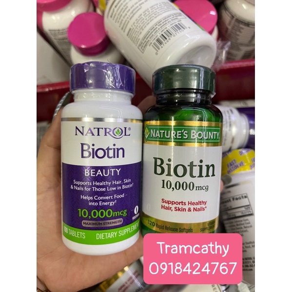 Viên ngậm biotin 5000mg nature made hỗ trợ mọc tóc, đẹp da tóc móng mẫu cao cấp