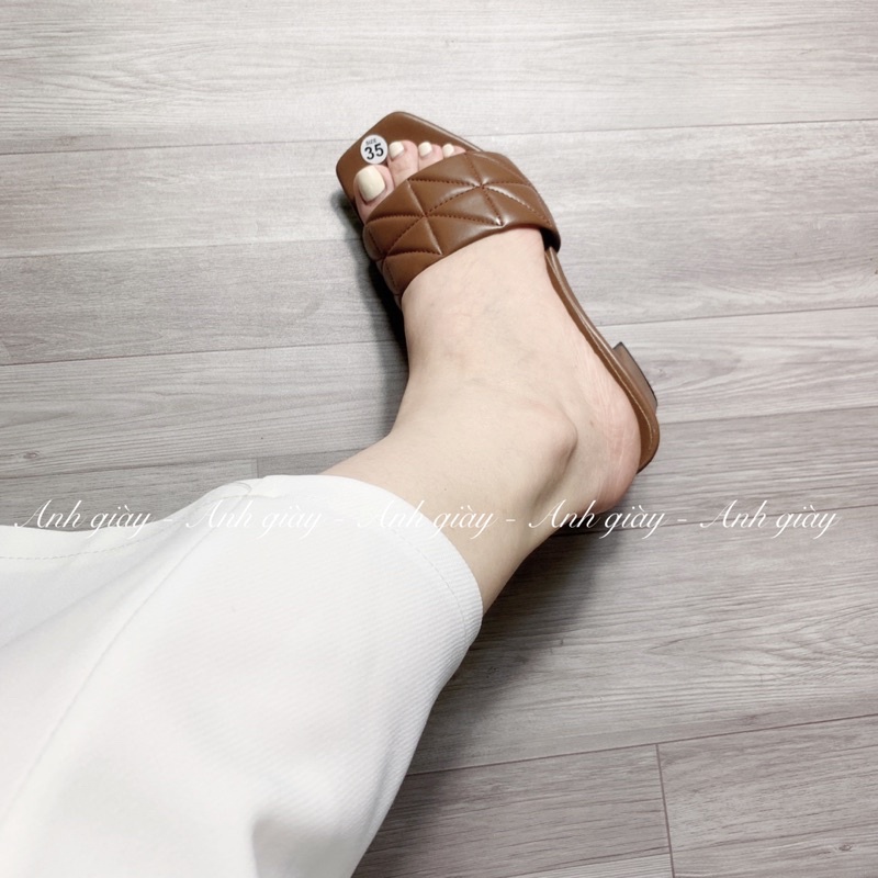 DL28 - Guốc quai ngang da lì trần chỉ gót vuông 5p VNXK kiểu dáng trẻ trung nữ tính phù hợp đi làm đi chơi, đi học