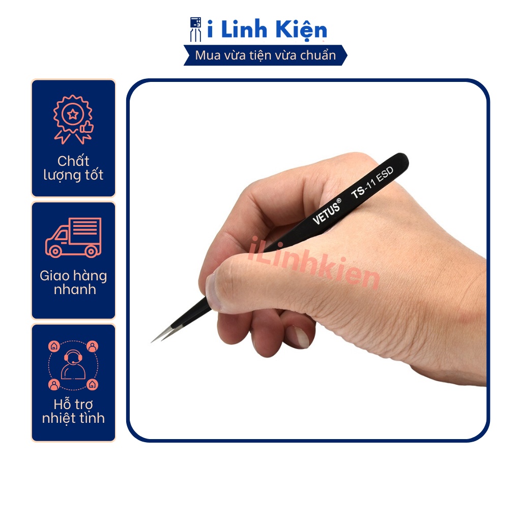 Nhíp gắp linh kiện Vetus ESD11 loại tốt chống tĩnh điện chất liệu thép không gỉ