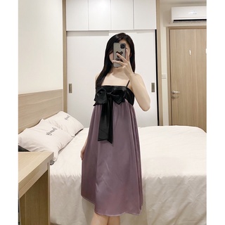 Váy lụa 2 dây ngực nơ