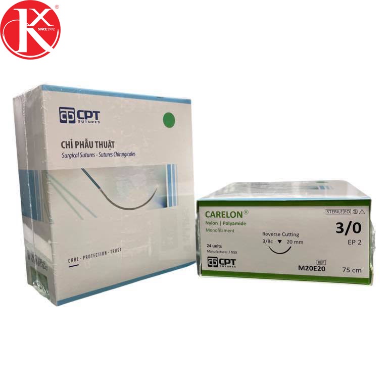 CHỈ PHẪU THUẬT KHÔNG TIÊU DÙNG TRONG THẨM MỸ CPT CARELON NYLON số 3/0 - M20E20
