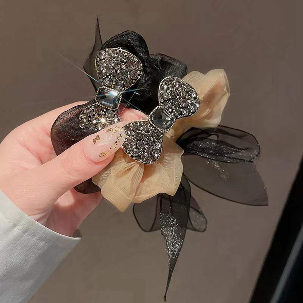 Dây Cột Tóc Cao Su Phối Ren Đính Đá Thời Trang Phong Cách Hàn Quốc Cho Nữ