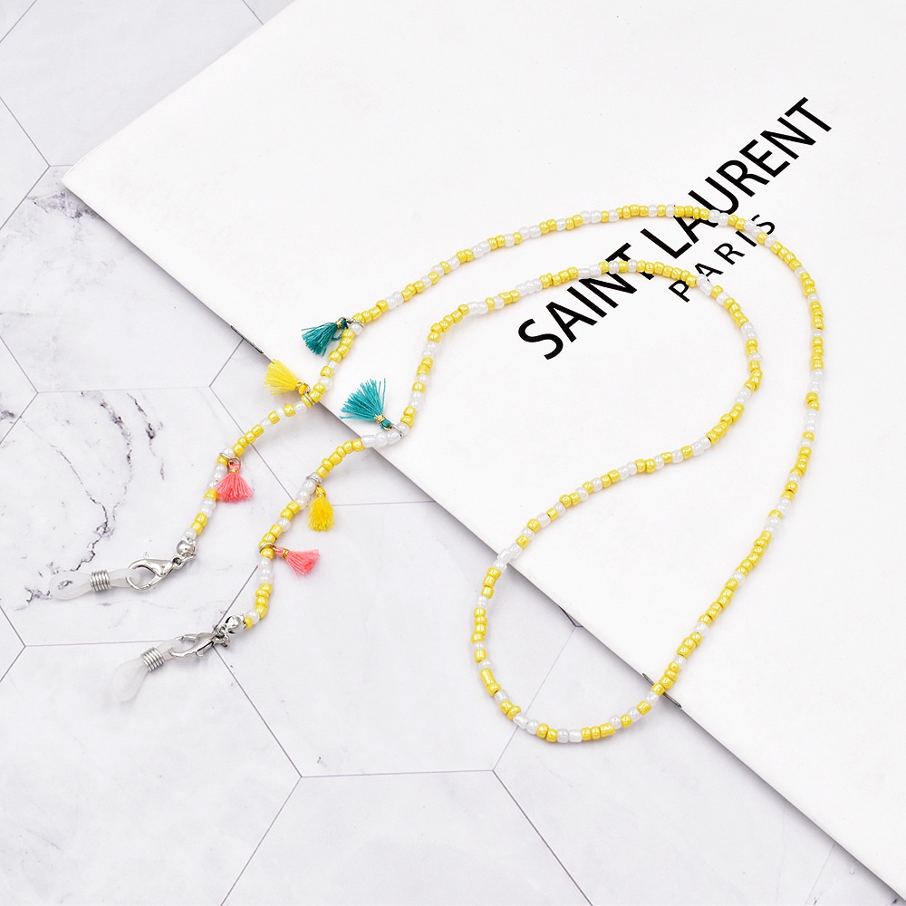 Dây Đeo Mắt Kính Xâu Hạt Ngọc Trai Tua Rua Phong Cách Mới Chống Mất