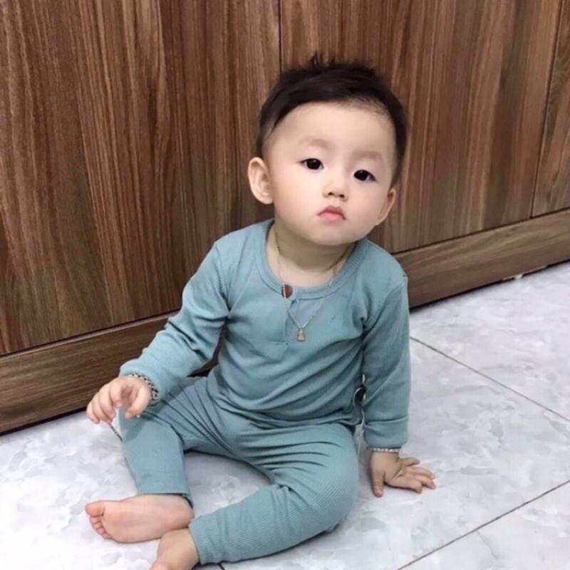 Set bộ len tăm thun gân Kwoo dài tay màu trơn cho bé (6-17kg) - Hirokids