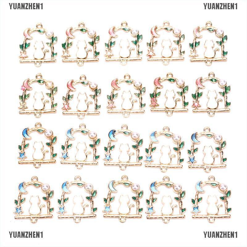 [YUANZHEN1] Set 10 Mặt Dây Chuyền Kim Loại Tráng Men Hình Trăng Sao