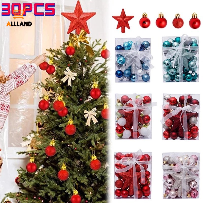 Bộ 30 Quả Châu Nhựa 3cm Trang Trí Cây Thông Giáng Sinh