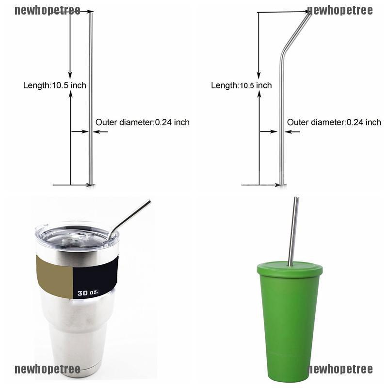 Bộ 3 Ống Hút Thẳng + 2 Ống Hút Cong + 2 Ống Hút Bằng Thép Không Gỉ Làm Sạch