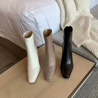 Giày Boot Cao Gót Mũi Vuông Phong Cách Hàn Quốc