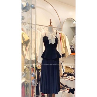 Set áo peplum nơ + chân váy dài