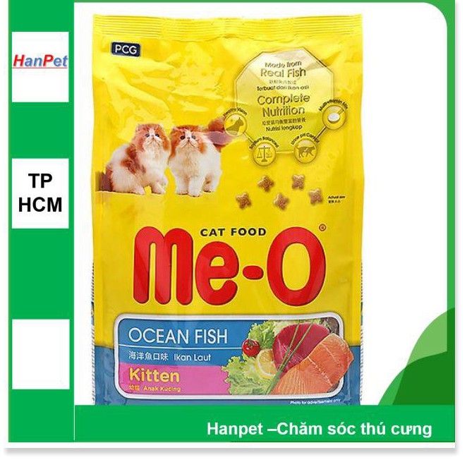 Hanpet- Me-0 kitten gói 1,1kg Thức ăn dạng hạt dành cho mèo dưới 1 năm tuổi vị cá biển