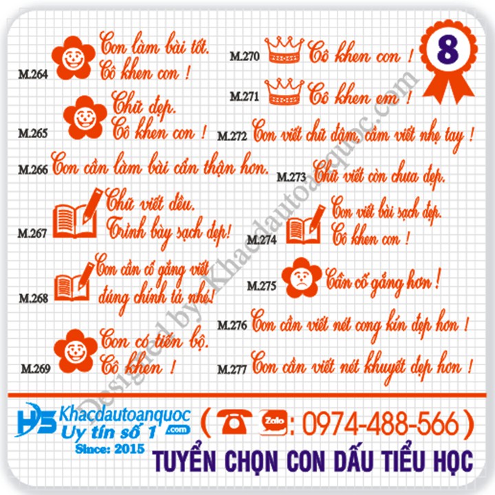 [M8.264-M8.277] Con dấu nhận xét học sinh tiểu học