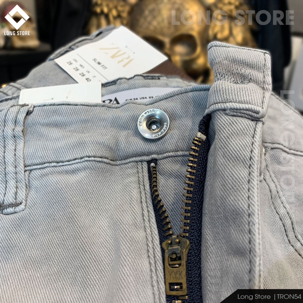 Quần jean nam trơn màu xám khói cao cấp ống đứng dáng ôm skinny chất bò co giãn LONGSTORE Tron54 | BigBuy360 - bigbuy360.vn