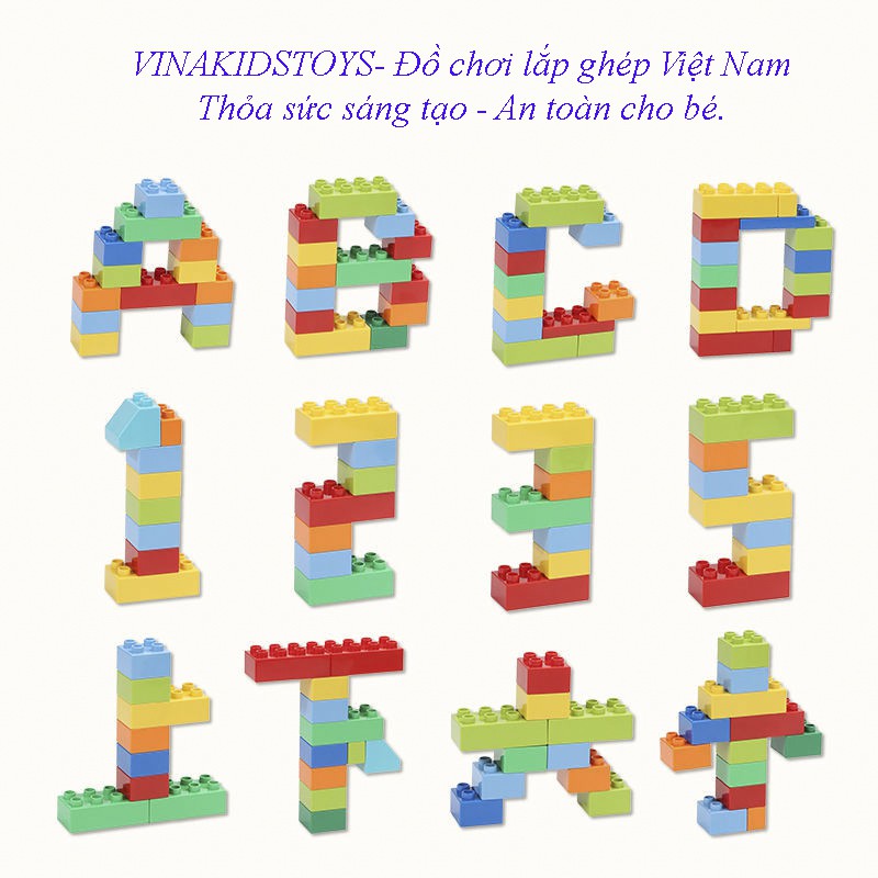 Lắp ghép FANTASTIC  VNKT001 (hộp 53 pcs)- Vinakidstoys ( tương thích lego duplo)