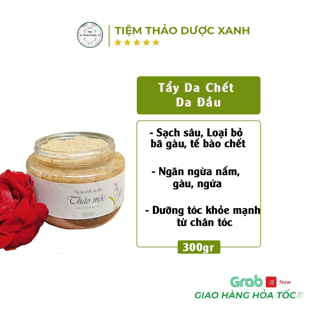 Tẩy Da Chết da đầu Thảo Mộc  giúp phục hồi tóc hư tổn, ngăn ngưa nấm, gàu, ngưa 300gr