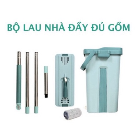 Cây lau nhà thông minh tự vắt, Chổi lau nhà kèm thùng, Chổi Spin Mop (TT65) LH68