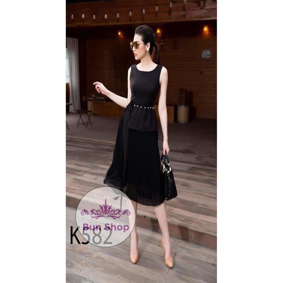 ĐẦM ĐEN ĐÍNH NGỌC K582-  Bun Shop (Hàng may thiết kế ,ảnh thật shop tự chụp)