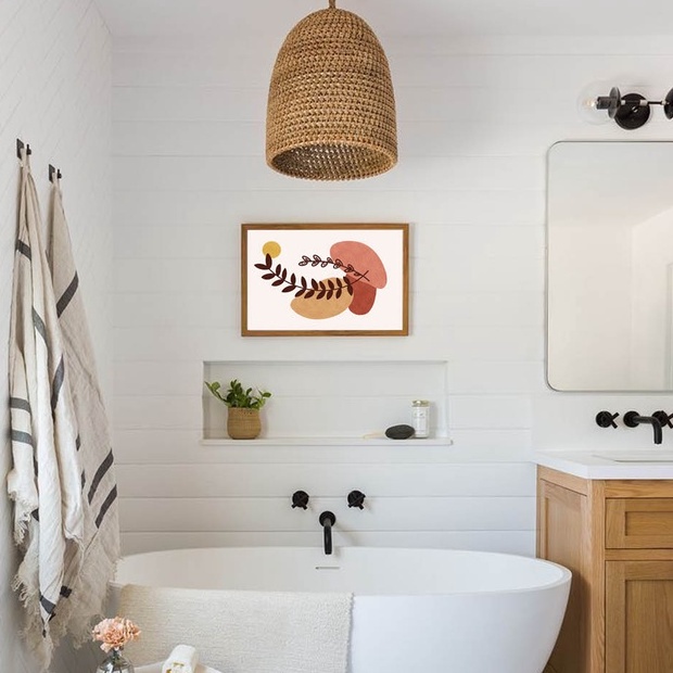 Tranh treo phòng tắm hiện đại, tối giản 20x30cm đã có khung & phụ kiện