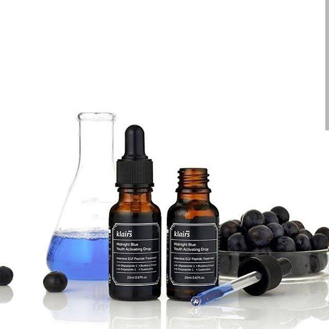 Combo Kem Dưỡng Ẩm + Serum Phục Hồi Da Tổn Thương, Nhạy Cảm Klairs Midnight Blue (Serum20ml + Kem60ml)