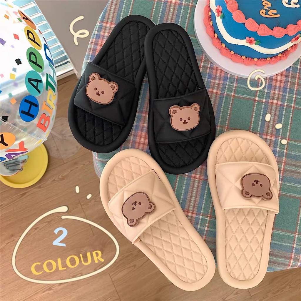 Dép nữ quai ngang gấu cute - Dép nhựa chống nước đi mưa đi biển đi trong nhà dép lê nữ thời trang mùa hè 2022